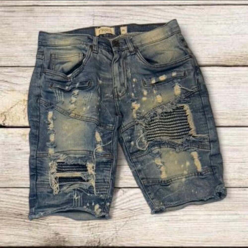 FWRD DENIM Men's Distressed Motocross Denim Shorts